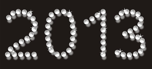 Image showing pearl  letters 2013 isolated on black background 