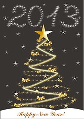 Image showing christmas and new year card  with 2013 on a black background 