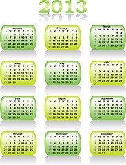 Image showing vector calendar 2013 in light green color