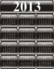 Image showing vector calendar 2013 on black glossy, buttons