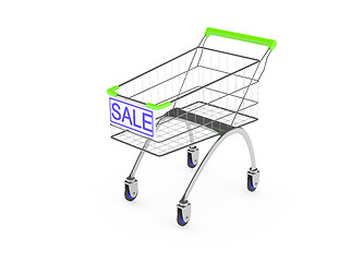 Image showing Metal shopping trolley isolated on white