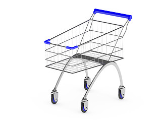 Image showing Metal shopping trolley isolated on white