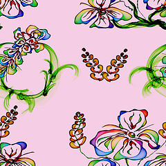 Image showing Floral Stylish Wallpaper, Seamless Pattern