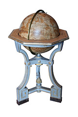 Image showing Antique Earth Globe on white background