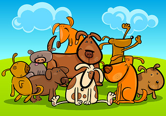 Image showing Cartoon Group of Cute Dogs