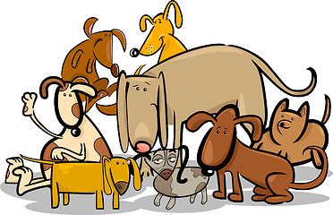 Image showing Cartoon Group of Funny Dogs