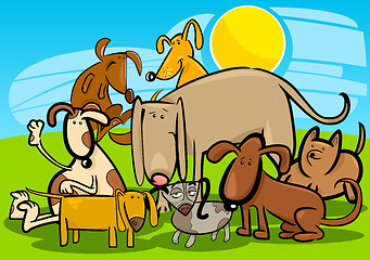 Image showing Cartoon Group of Funny Dogs