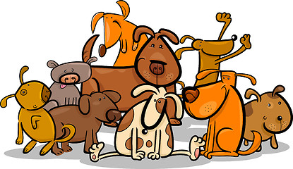 Image showing Cartoon Group of Cute Dogs