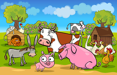 Image showing cartoon rural scene with farm animals