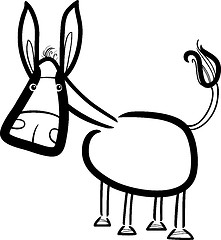 Image showing cartoon cute donkey for coloring book