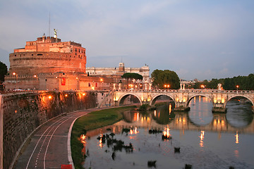 Image showing St. Angel Castle by night in  Rome