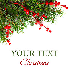 Image showing Christmas background with Xmas green fir tree