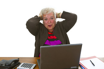 Image showing Female senior with laptop