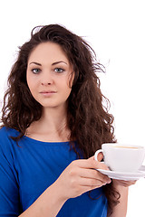 Image showing beautiful young woman with cup of coffee 