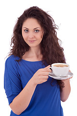 Image showing beautiful young woman with cup of coffee 