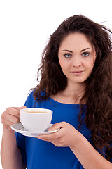 Image showing beautiful young woman with cup of coffee 