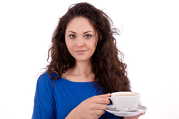 Image showing beautiful young woman with cup of coffee 