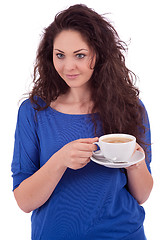 Image showing beautiful young woman with cup of coffee 