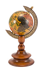 Image showing Europe Africa view wooden globe isolated on white 
