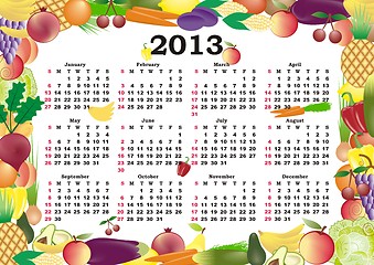 Image showing vector calendar 2013 in colorful frame