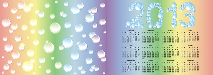 Image showing vector calendar 2013  on rainbow bubble background   