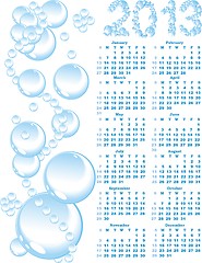 Image showing vector calendar 2013  on blue bubble background     