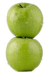 Image showing Two fresh green apples