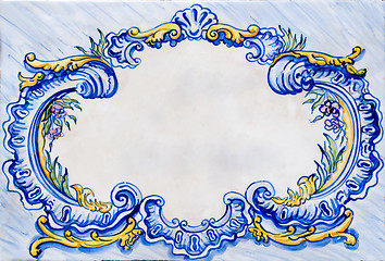 Image showing Old ceramic glazed tile frame