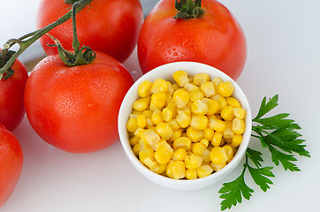 Image showing Corn grains on bowl