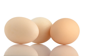 Image showing Three eggs on white 