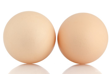 Image showing Two eggs on white 