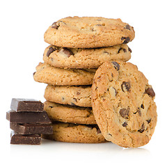 Image showing Chocolate chip cookies with chocolate parts