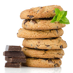 Image showing Chocolate chip cookies with chocolate parts