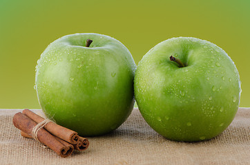 Image showing Two fresh green apples