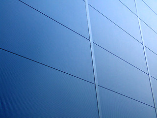 Image showing Blue aluminum wall