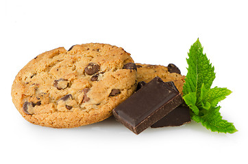 Image showing Chocolate chip cookies with chocolate parts