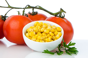 Image showing Corn grains on bowl