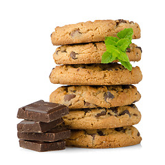 Image showing Chocolate chip cookies with chocolate parts