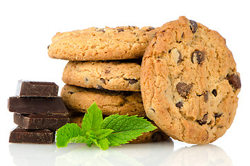 Image showing Chocolate chip cookies with chocolate parts