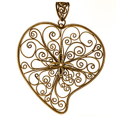 Image showing Golden heart shaped ornament 