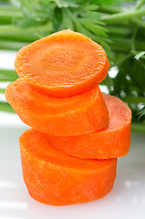 Image showing Pile of carrot slices