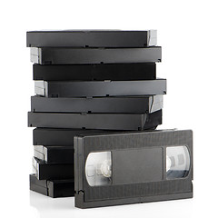 Image showing Pile of videotapes