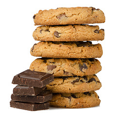 Image showing Chocolate chip cookies with chocolate parts