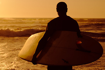 Image showing Surfer watching the waves