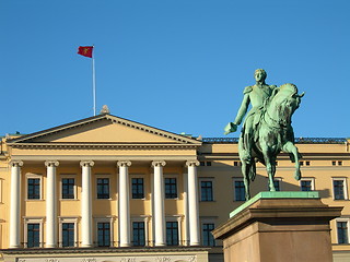 Image showing Statue of King Karl Johan outside the Royal Pallace in Oslo