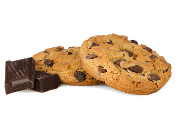 Image showing Chocolate chip cookies with chocolate parts