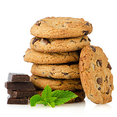 Image showing Chocolate chip cookies with chocolate parts