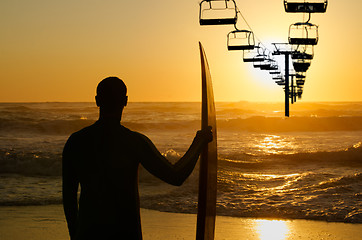 Image showing Surfer watching the waves