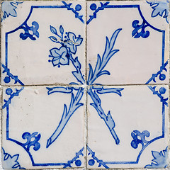 Image showing Blue tiles detail of Portuguese glazed 