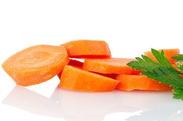 Image showing Pile of carrot slices
